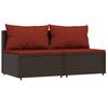 Garden Center Sofa with Cushions 2 pcs Brown Poly Rattan