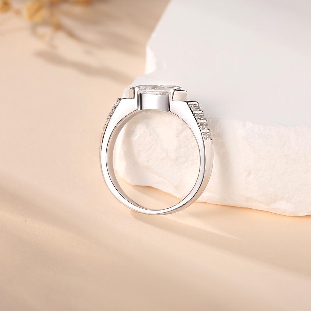 S925 Sterling Silver Marquise Cut Moissanite Ring for Women - Non-fading, Simple, and Personal.
