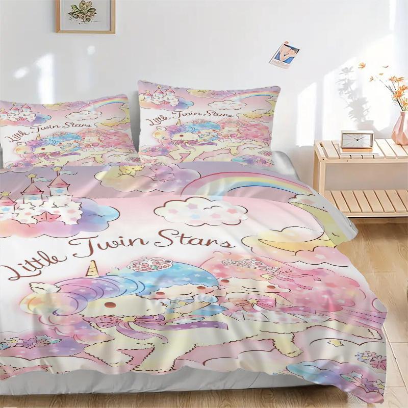 3pcs Little Twin Stars Printed Bedding Set, Soft and Comfortable Quilt Cover for Bedroom, Guest Room (1 Duvet Cover + 2 Pillowcases, Pillow