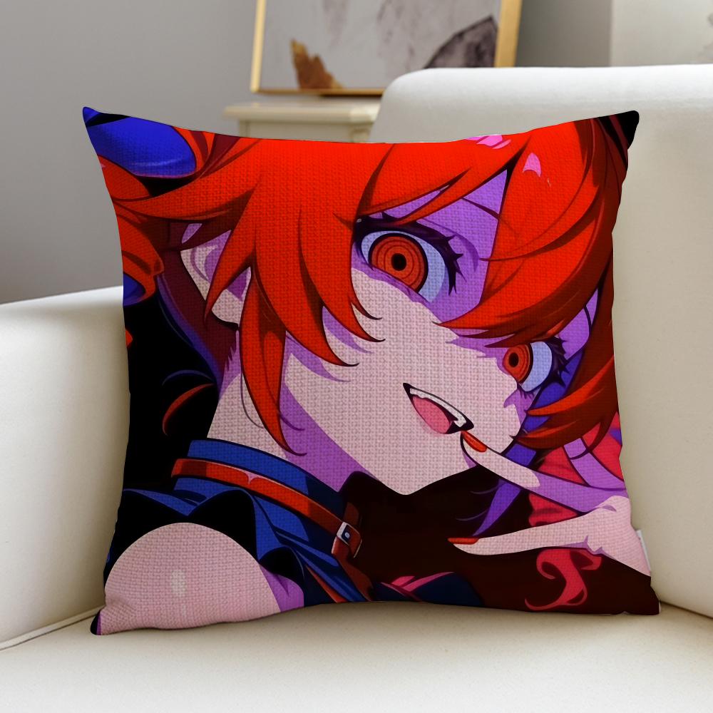 Cute KKasane Teto AnimeS Cushion Cover Breathable and skinfriendly linen pillowcase square removable and washable cushion