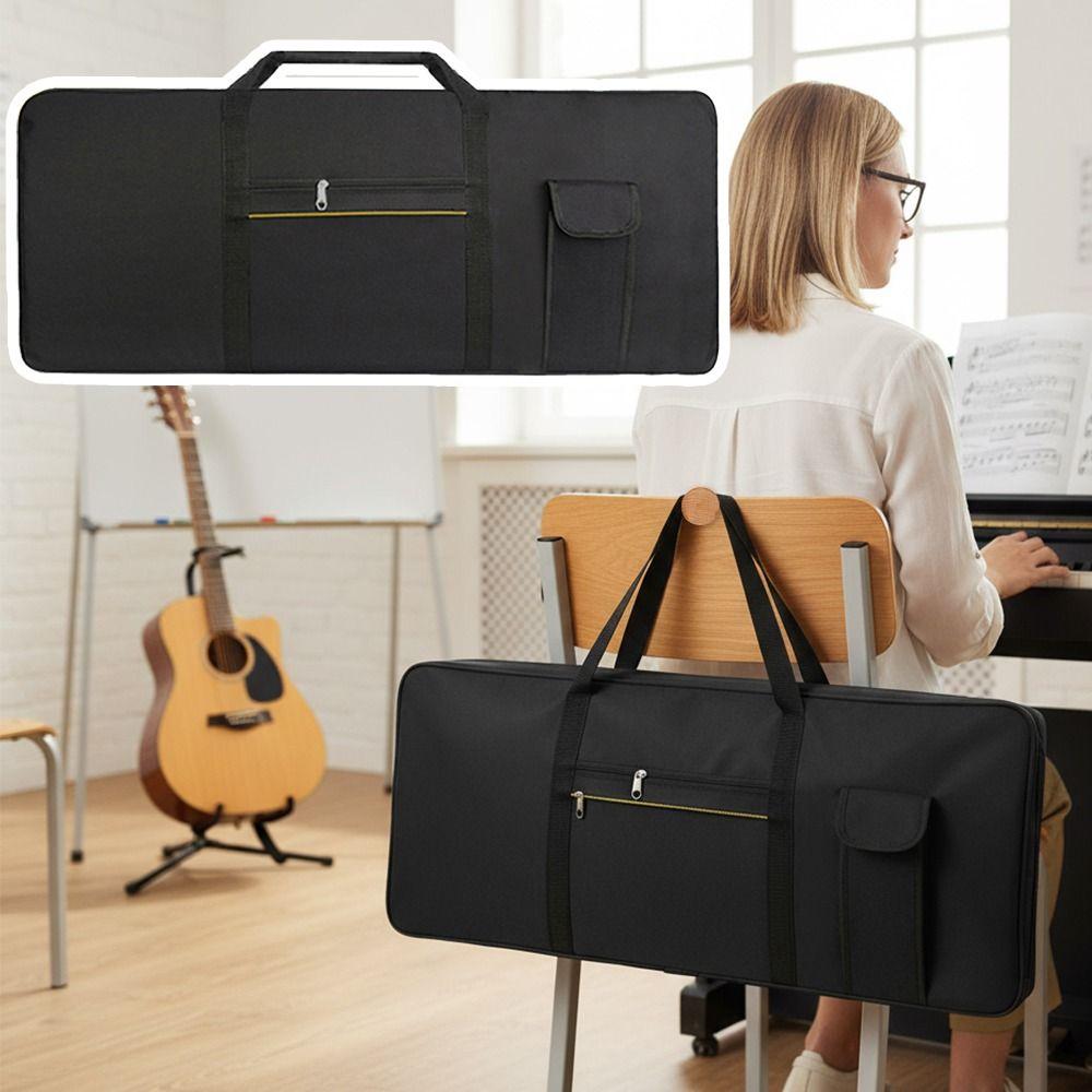 Oxford Cloth 61 Key Keyboard Piano Bag Black Electronic Piano Bag Instrument Protective Bag Unsex