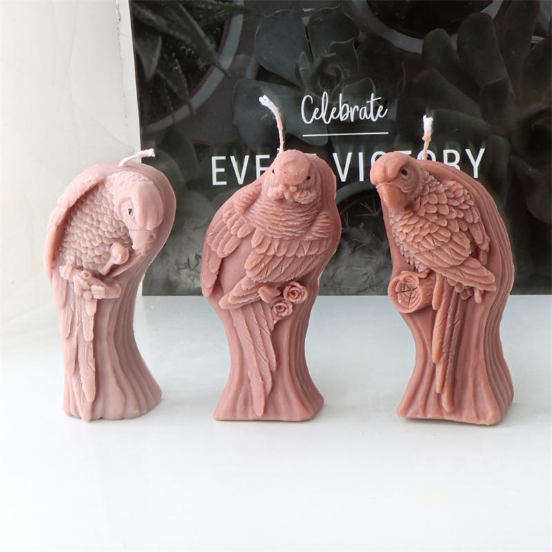 Animal Owl Bird Parrot Feathery Birds Silicones Mold DIY Standing Parrot  Bird Candle Mold  Animal Desktop Ornament Gypsum Mold