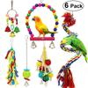 Birds Swing Toys, Parrots Chewing Hanging Perches with Bells Toys for Love Birds Budgie Macaws Cockatiels Parakeets African Grey
