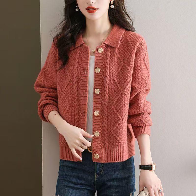 Women's Knitted Cardigan Spring and Autumn Short Fashion Sweater Jacket Top Women