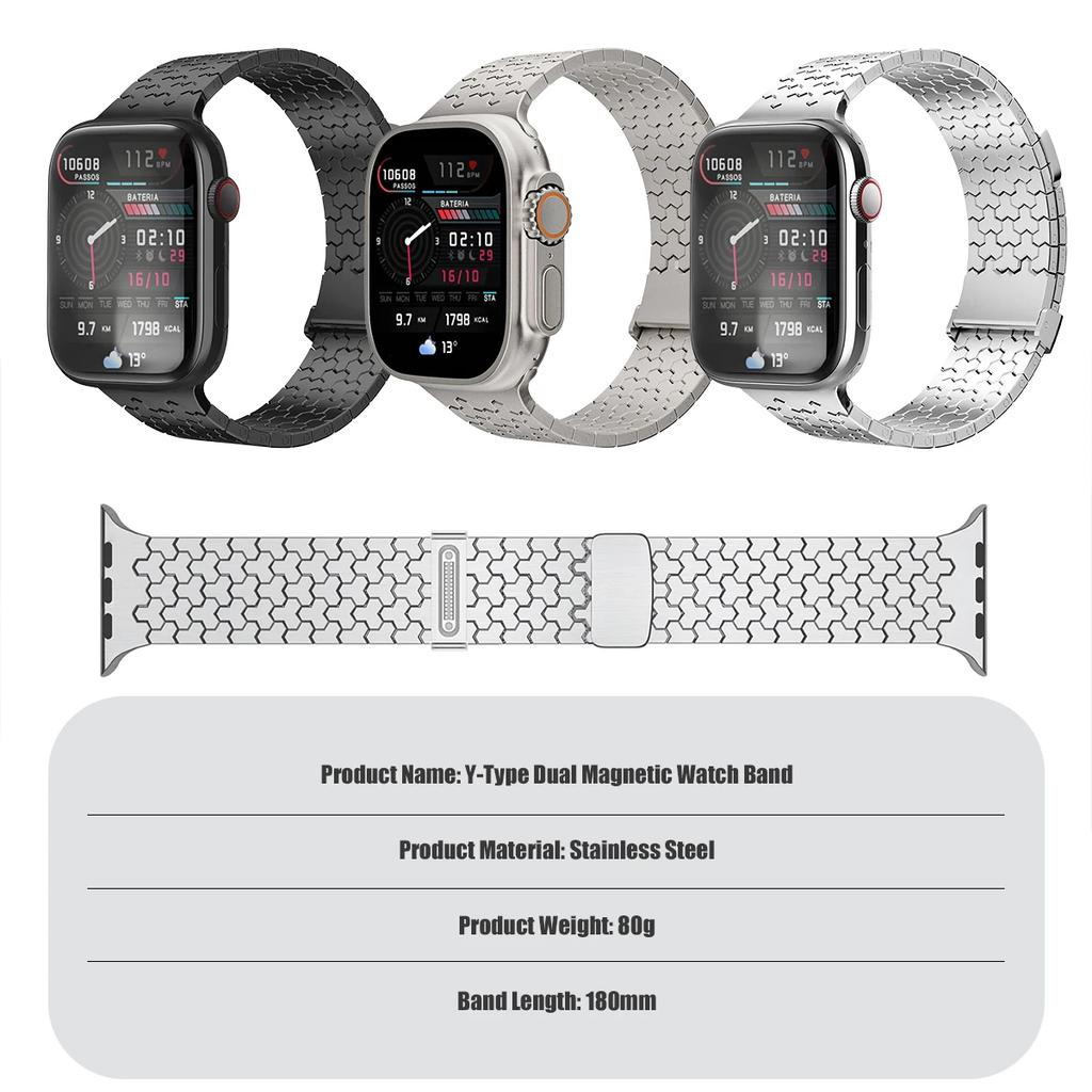 Stainless Steel Band for Apple Watch Ultra 3 49mm 44mm 45mm 46mm 42 40 41 38mm Magnetic Strap for IWatch Series 11 10 9 8 7 6 SE