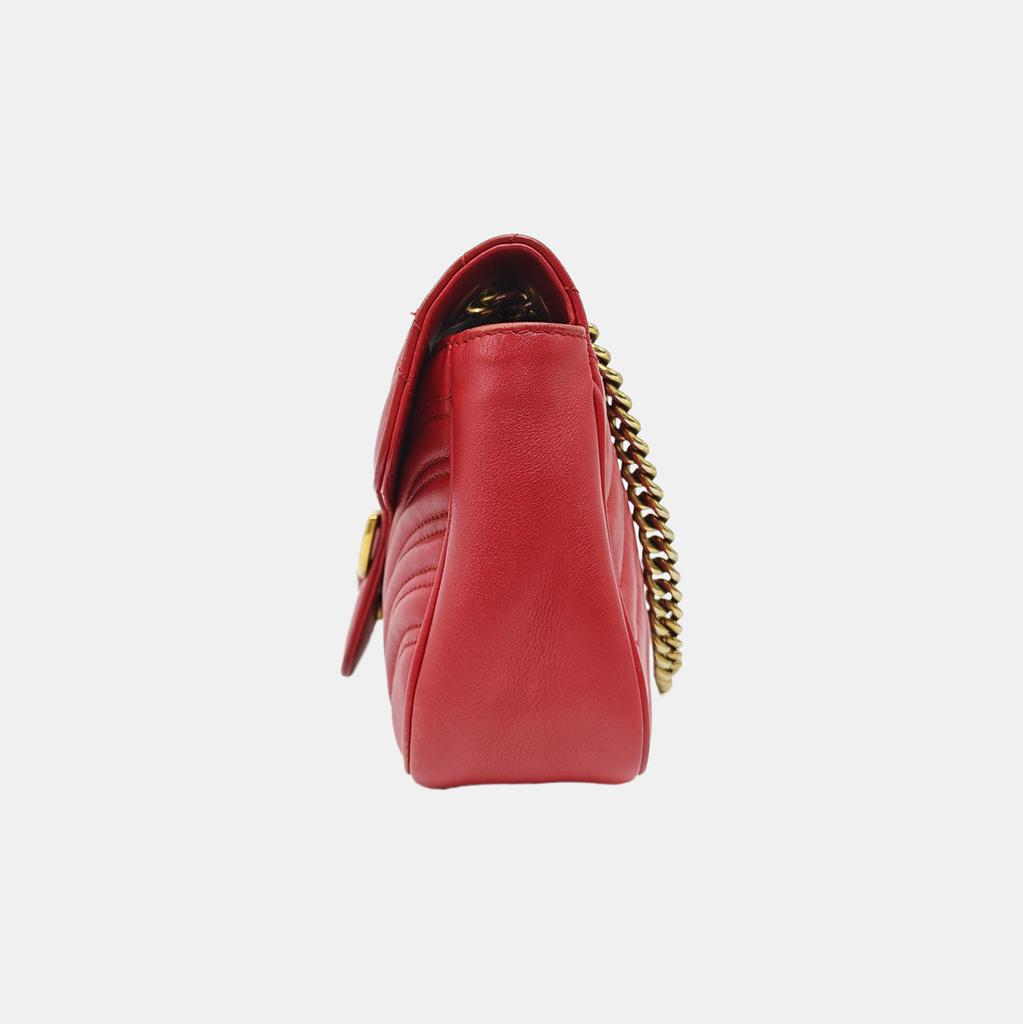 [Pre-Owned] Gucci GG Marmont Small Matelassé Shoulder Bag 'Red' - Good #44IV2R