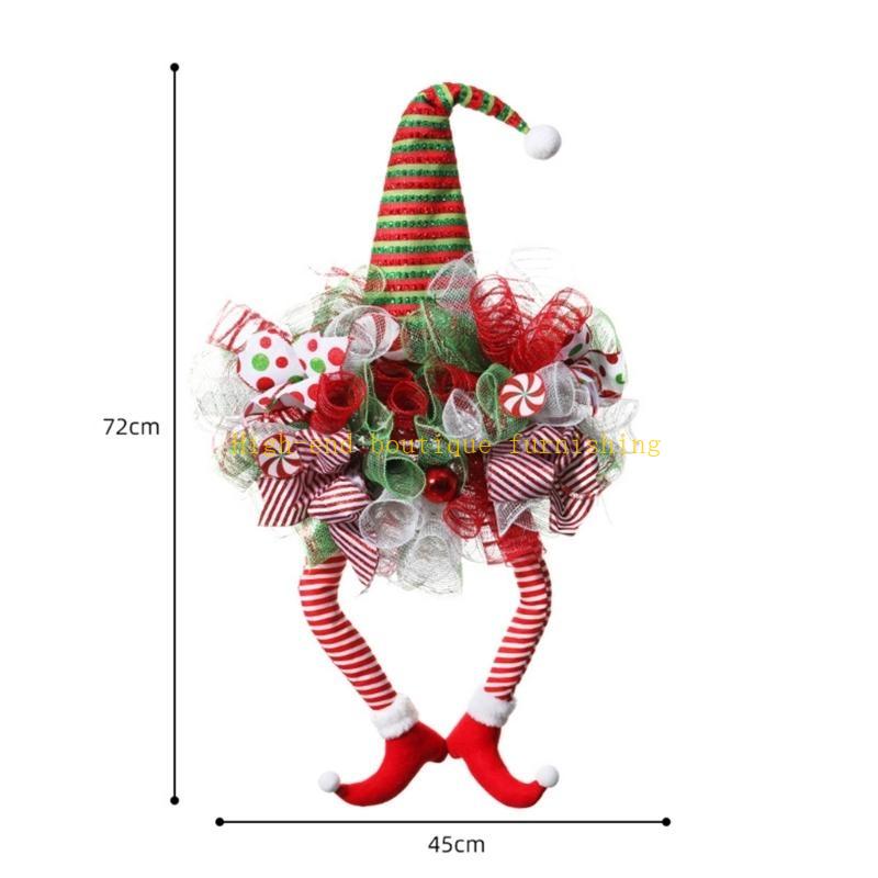 Bożonarodzeniowa Lalka z Długimi Nogami Wianek Festiwalowe Tło Krasnal Wianek Ozdoby