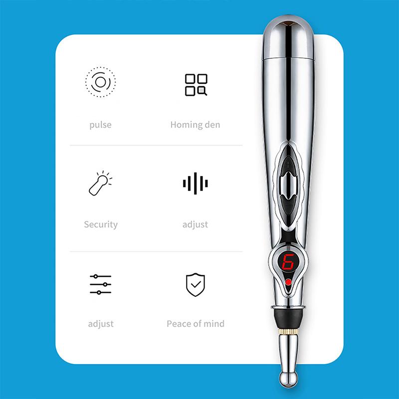 Electric Massage Pen Adjustable For Body Back Hand Massage Press And Relax Muscles, Charge Powered Silver