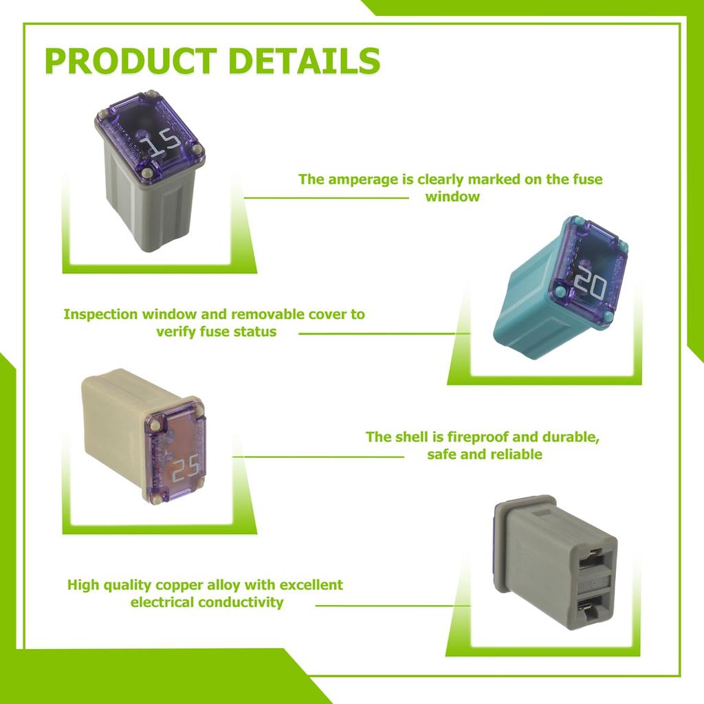 15A 20A 25A 30A 40A 32V FMM MCASE Micro Cartridge Fuses Low-Profile Fuses Kit(Pack of 10pcs)