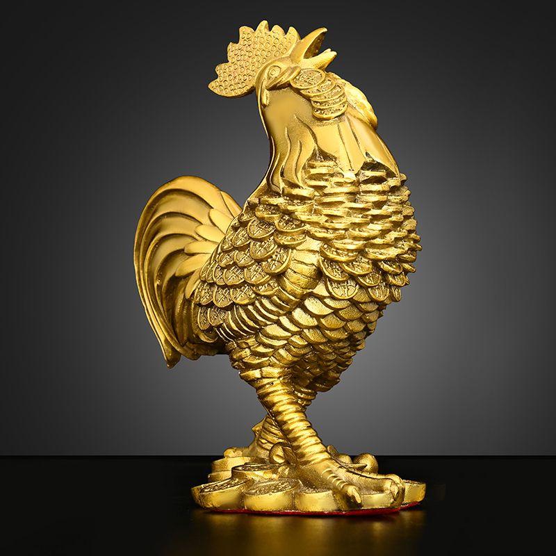 Chinese Pure Copper Zodiac Rooster Chicken Ornaments Home Living Room Bedroom Office Sculptures Decorations