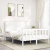 VidaXL Bed Frame with Headboard White 140x190 Cm Solid Wood 3193382