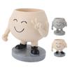Flower Pot Cute Smile Standing Succulent Flowerpot Fadeless Resin Plant Pot for Garden Courtyard Caf