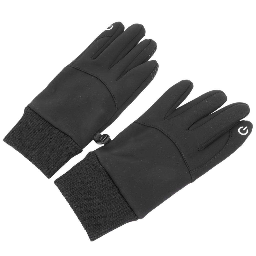 1 Pair Black Unisex Cycling Gloves Waterproof Skiing Non Slip Wind Proof Fleece Lined Gloves for