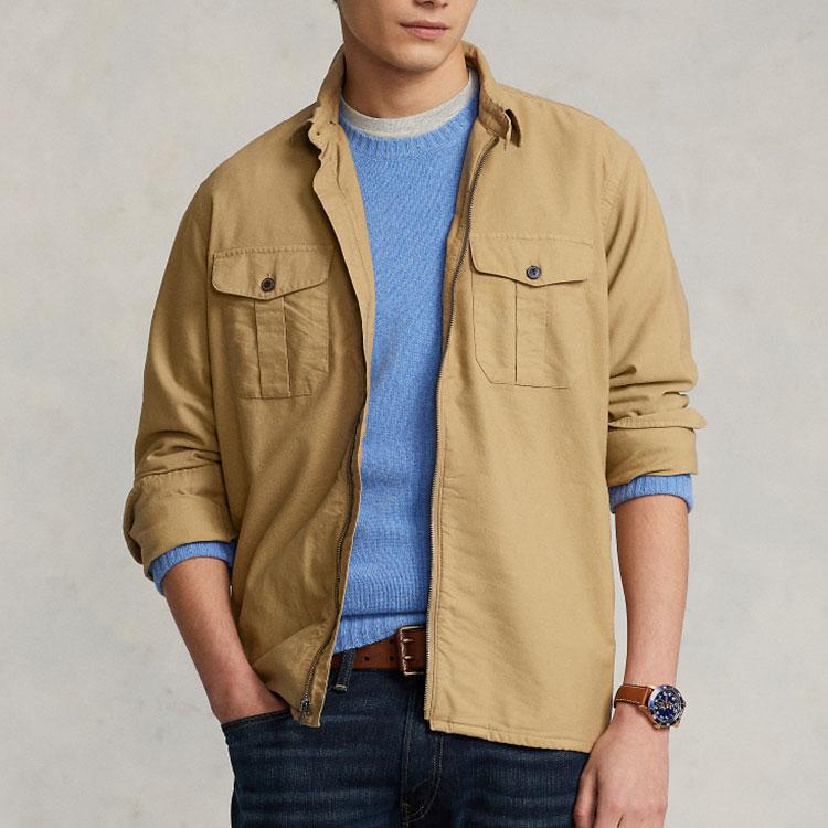 Polo Ralph Lauren Solid Color Long Sleeve Shirt With Chest Pocket Men Shirts Khaki MNPOWOV16822720-260