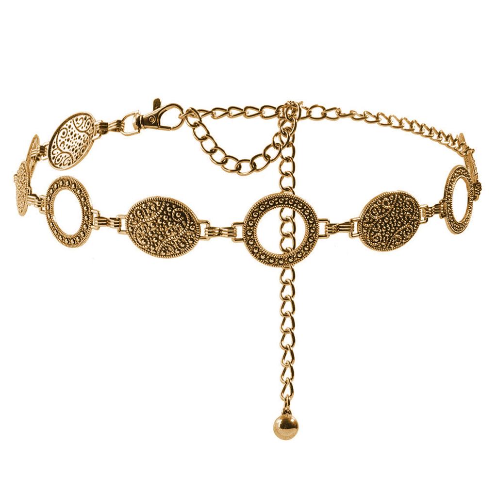 Retro Ethnic Style Round Chain Belt Fashionable And Versatile Women'S Skirt Accessories