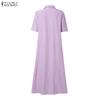 ZANZEA Women Casual Turn Down Collar Short Sleeve Summer Shirt Dress