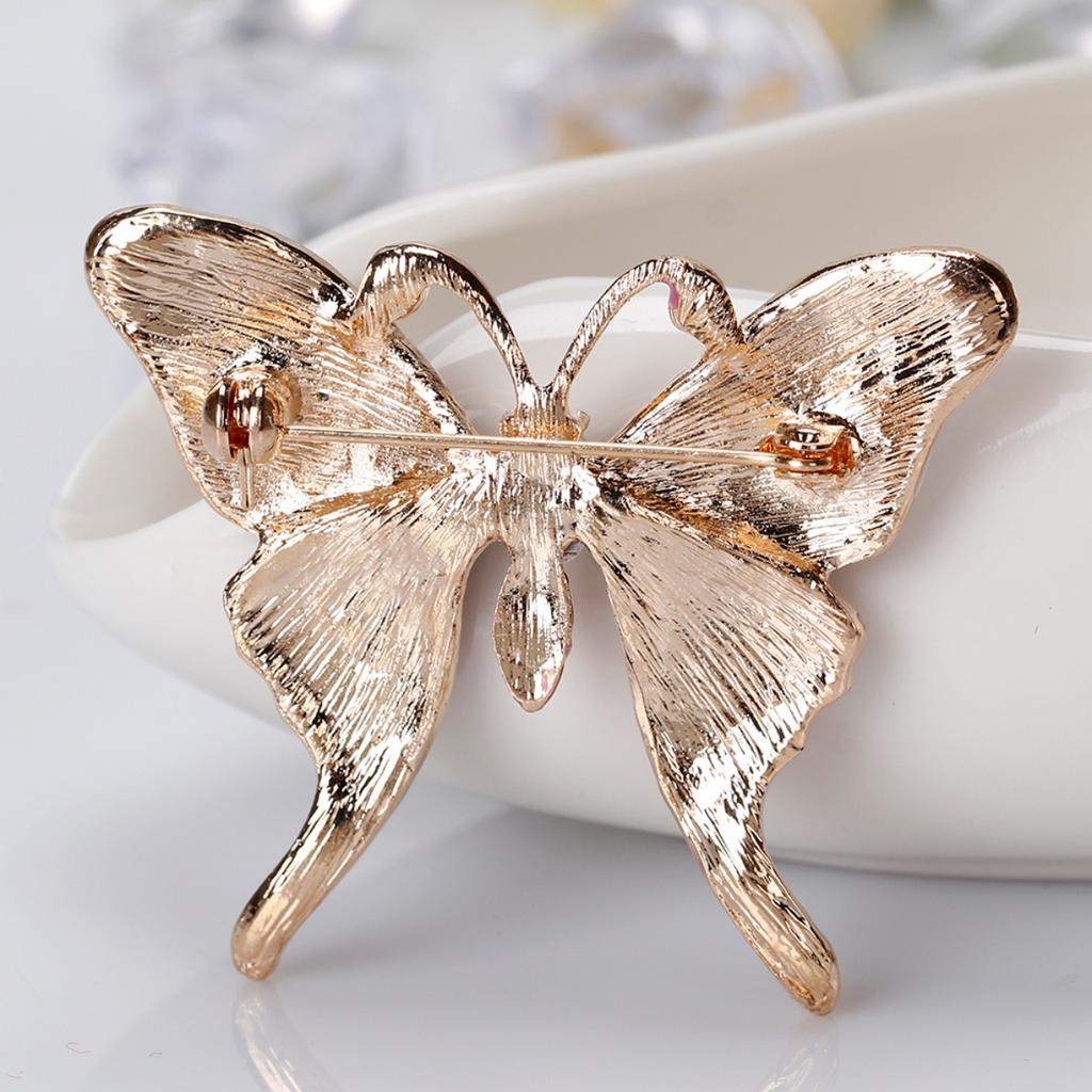Exquisite Inlaid Rhinestone Flying Wings Butterfly Brooches For Women Men Retro Pink Orange Enamel Insect Animal Pins Jewelry