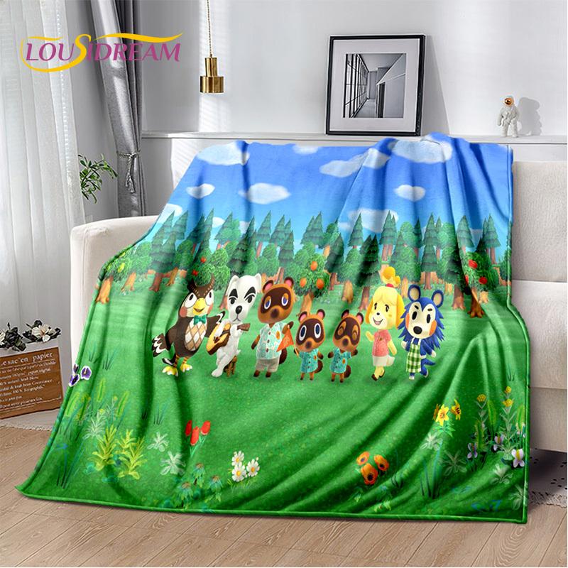 Manta de dibujos animados de Animal Crossing New Horizons, manta suave para el hogar, dormitorio, cama, sofá, Picnic, viaje, oficina, manta para niños