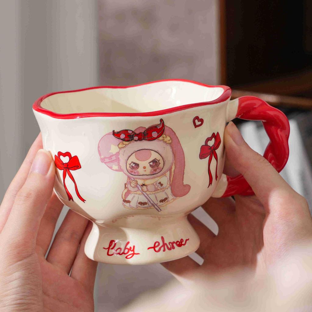 Cartoon Ceramic Breakfast Mug Cute Girl Heart Home Office Twist Cup Cup Souvenir