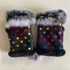 Plush Leopard Print Gloves Thicken Wrist Warmers Faux Rabbit Hair Warm Fingerless Mittens  Winter