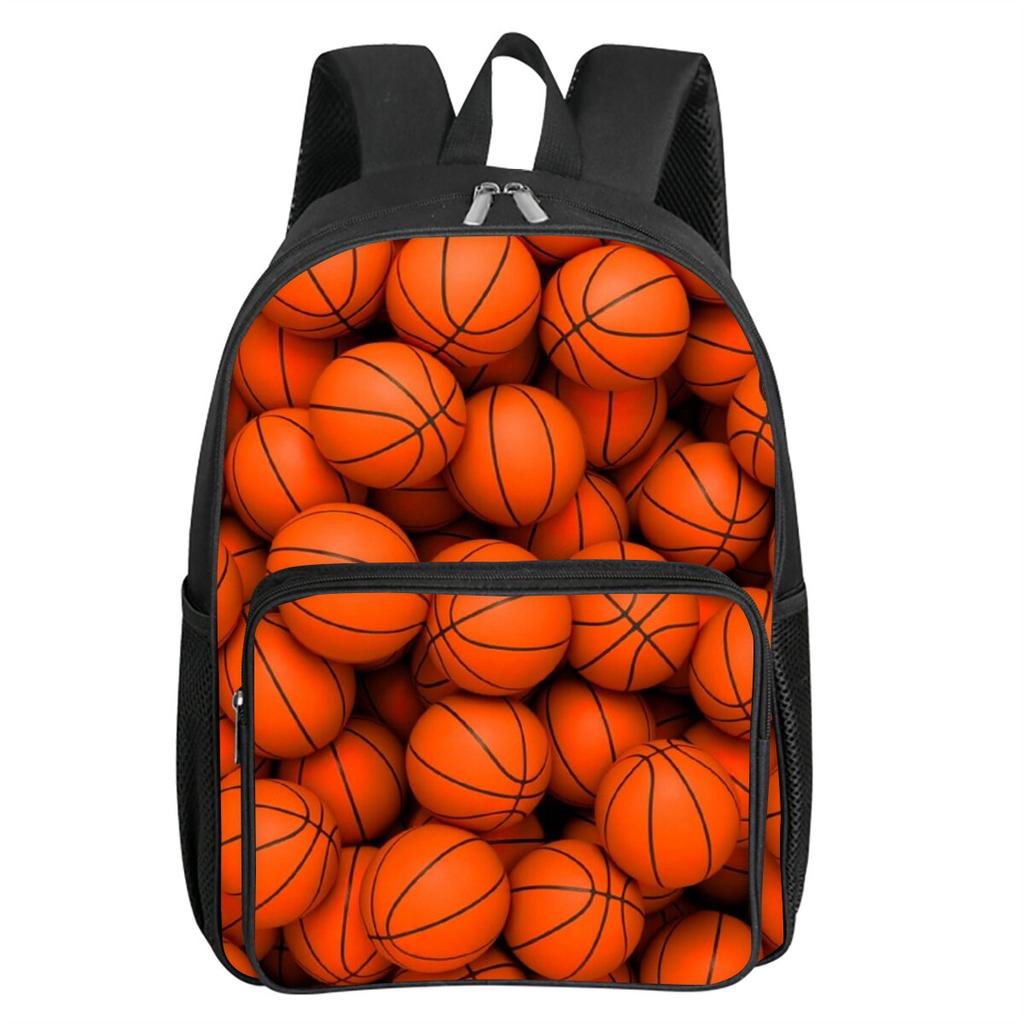 Basketball Patten Square Front Pocket Backpack Zipper Large Capacity for Boy/Girls Best Gift 2D Cartoon Children's School Bag