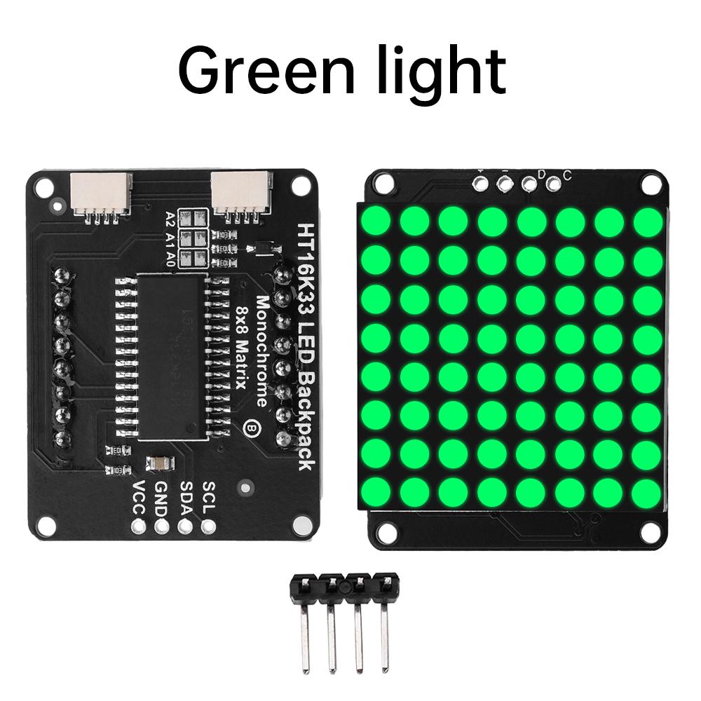

HT16K33 8X8 Matrix Common Cathode LED Dot Matrix Display Module I2C Interface LED Display Control Module зелений