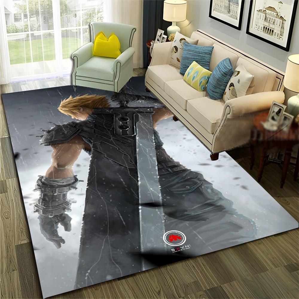 3D Final Fantasy Spiel Gamer FF14 HD Teppich für Zuhause Wohnzimmer Schlafzimmer Sofa Fußmatte Dekor, Kinderbereich Teppich Rutschfeste Bodenmatte