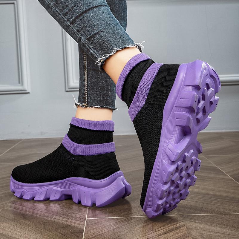 Unisex Sneakers Atmungsaktive hochelastische Socken Dicke Sohle Erhöhen Sportschuhe Damenschuhe