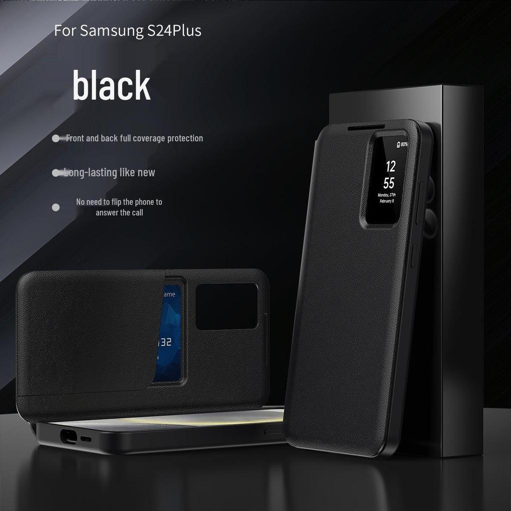 Samsung S26 Ultra Leather Case with Card Slot & Smart Sleep Window