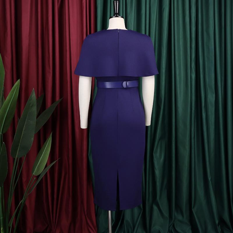 Damen Übergröße V-Ausschnitt Kurzarm Figurbetontes Midi-Kleid für den Arbeitsweg