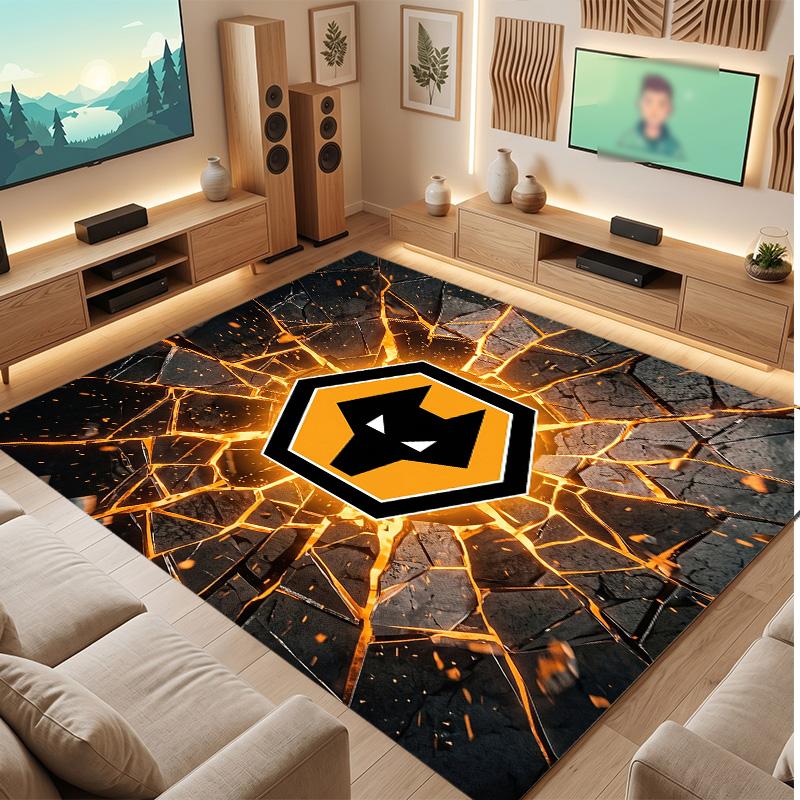 Wolverhampton Wanderers Football Print Crystal Velvet Rug, Comfortable Water Absorbent Non Slip Indoor Floor Carpet