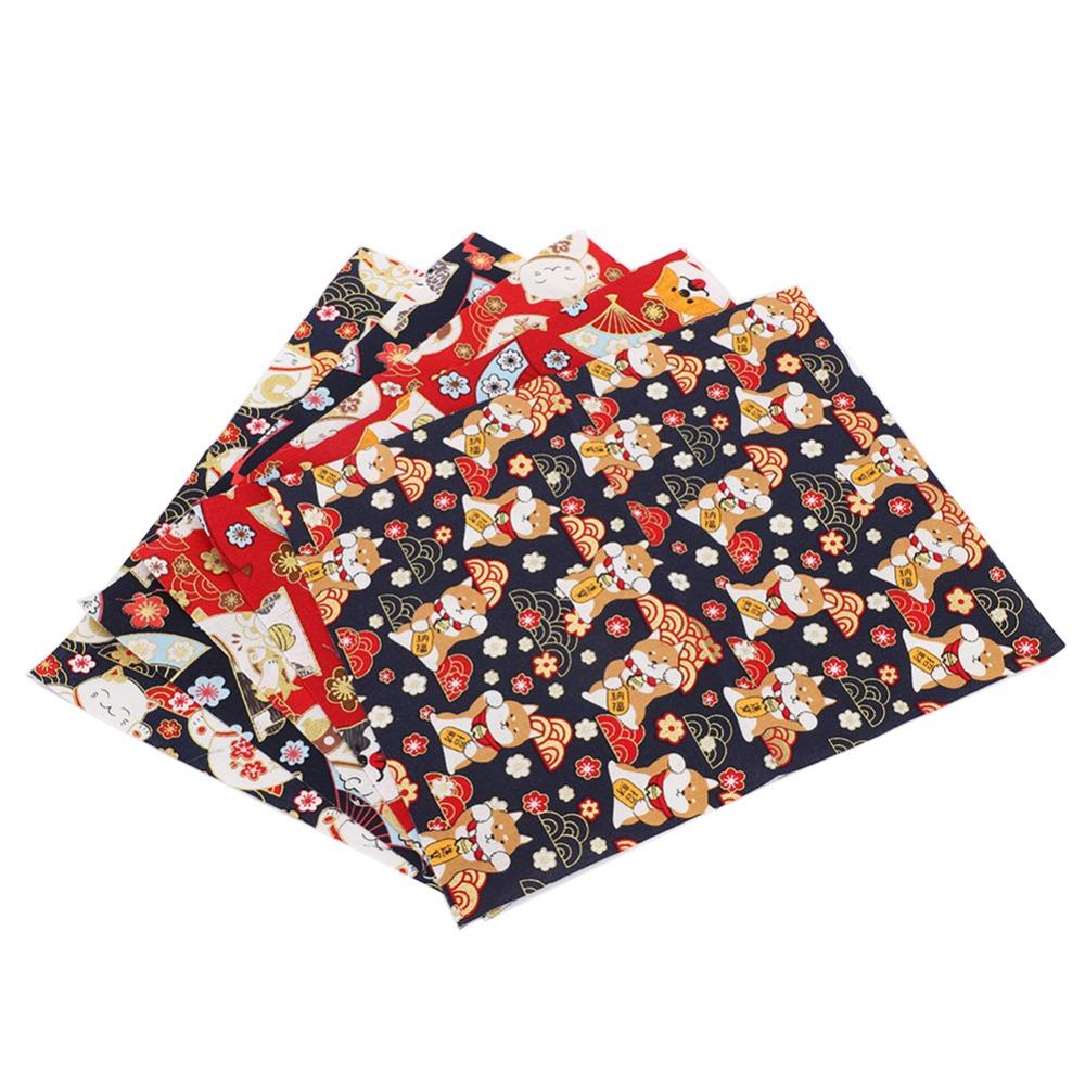 10pcs 25x20cm Size Cotton Fabric Squares Gold Stamping Design Cute Pattern Patchwork Fabric Bundles Quilting Cloth Squares