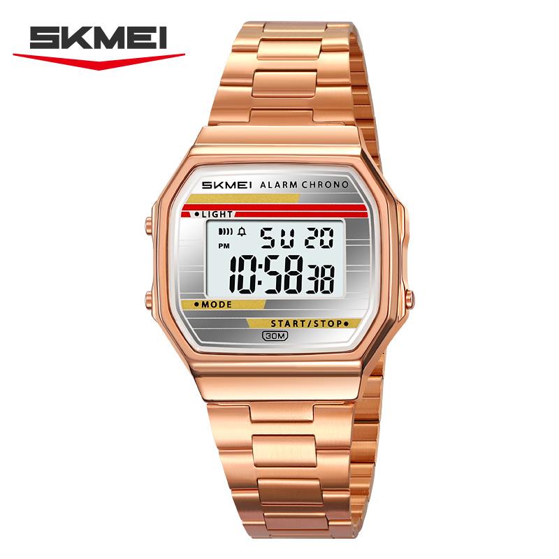 SKMEI 2514 Luxury Retro Digital Sport Watch for Men Stainless Steel Military Waterproof Wristwatch Mens Clock 1123 Reloj Hombre