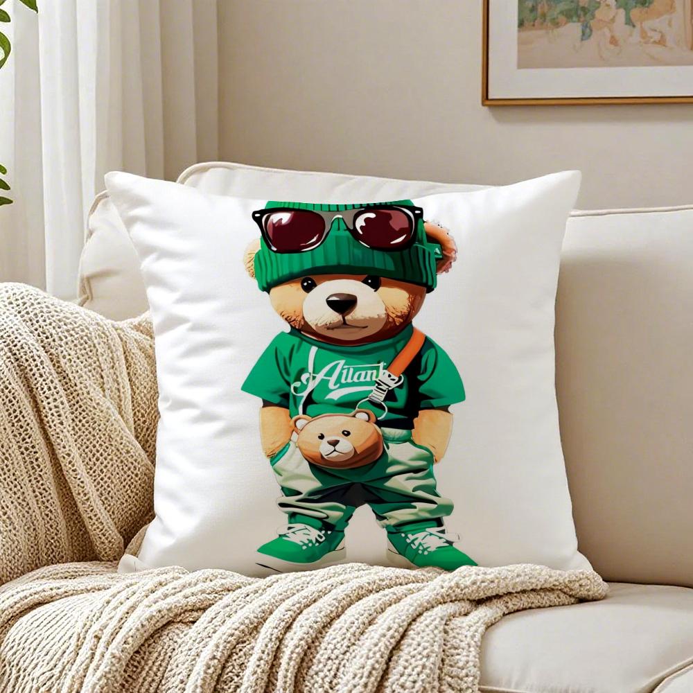 Orso Preppy Americano Moda Carino PPolo Copricuscino Federa Antiacaro Soggiorno Divano Decorazione Cuscino Stanza