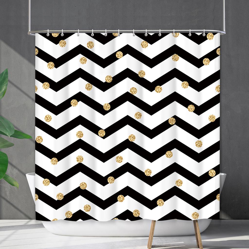 Shower Curtain Waterproof And Mildew-Proof Line Lattice Bathroom Striped Bathroom Curtain Shower Curtain Partition Curtain Free Of Punching
