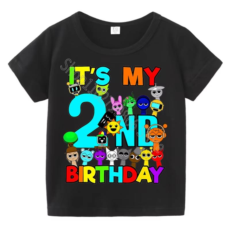 Kids Birthday Cute Cartoon Characters Graphic TShirt Soft Cotton Crew Neck Tee Casual Party Wear for Boys Girlstk0032
