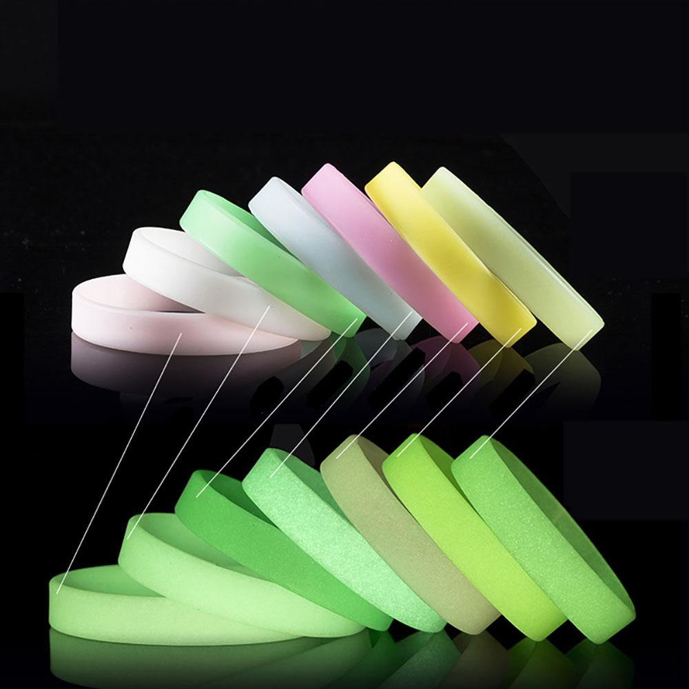 Silicone world 10pcs Silicone luminous bracelet sports bracelet wristband with adult glossy monochrome silicone bracelet