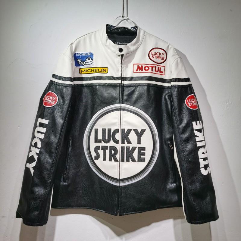 Mens Vintage Racing Jacket PU Leather