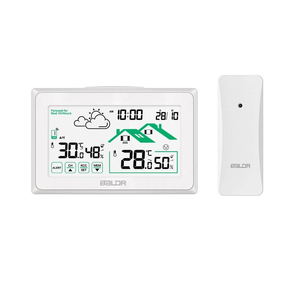  Weather Station Digital DCF Radio Control Wall Clock Calendar LCDThermometer Hygrometer Record Trend Forecast Sensor -40℃