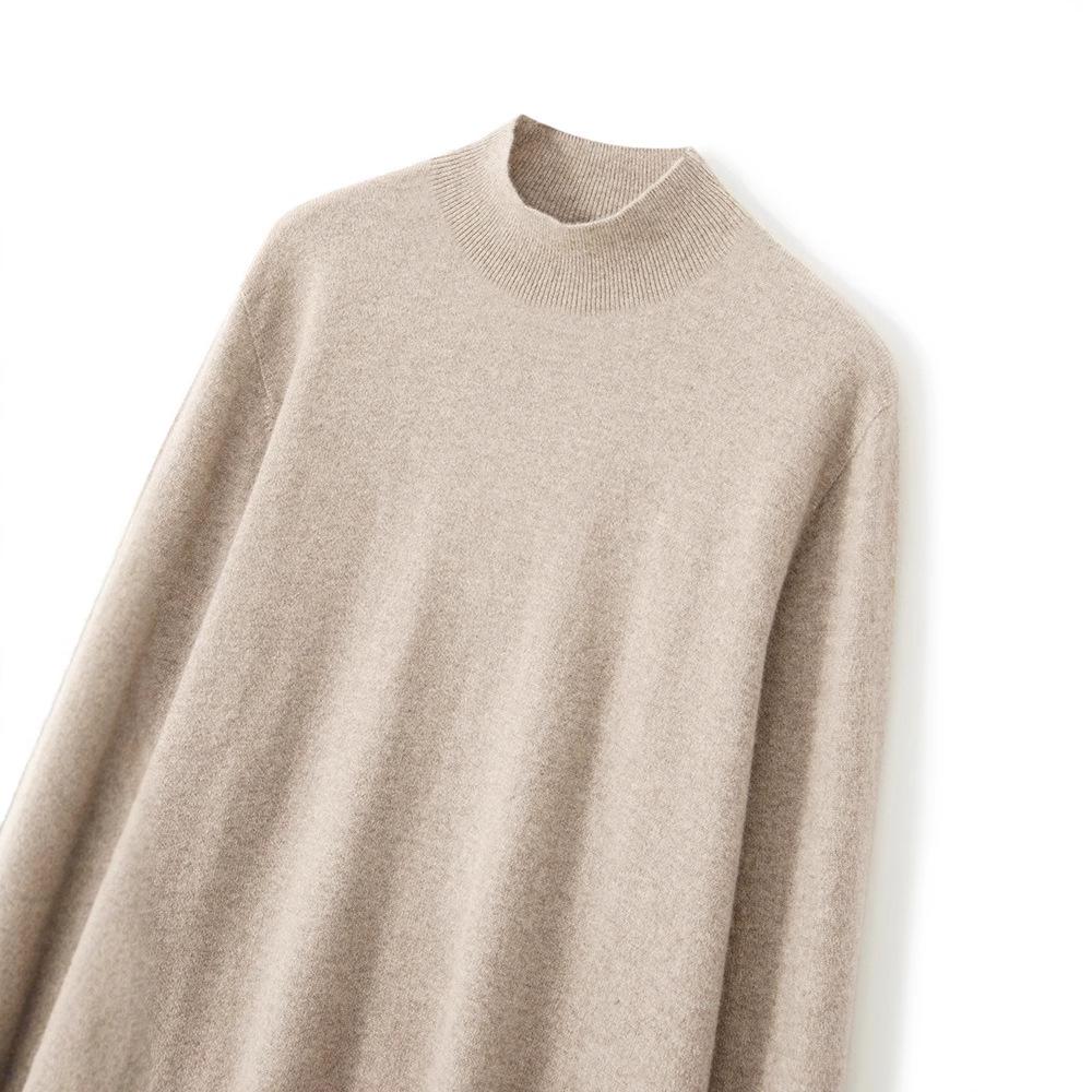 Herren Pullover aus reiner Wolle, halbhochgeschlossen, nahtlos - Herbst/Winter Strickware, Basisschicht Pullover