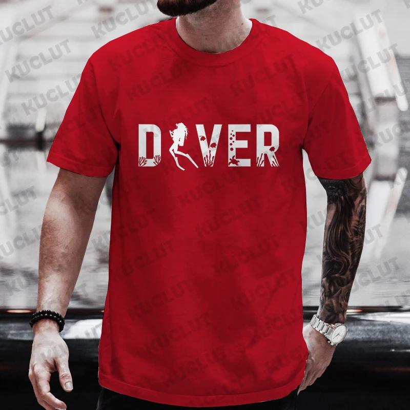 Diver 200 Bar Funny T Shirts Men Summer Harajuku Shirts Short Sleeve Streetwear Tops Oversized Clothing Scuba Diving Men Clothes