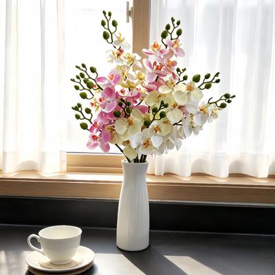 3D Phalaenopsis Orchideen-Blumenarrangement: Realistisches 10-Kopf-Dekor mit weichen Blütenblättern & 2 Gabeln.