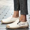 Men's Spring and Autumn Casual Shoes, Men's Large Bean Shoes, Hand Sewn Leather Shoes