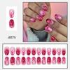 24 Stück Kurze Press-On-Nägel mit Herz- und Flammen-Designs Acryl-Fingernägel für Damen und Mädchen Einfach anzubringen und zu entfernen