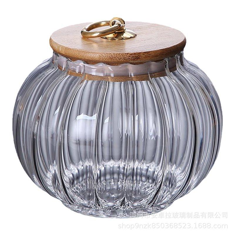 Creative Pumpkin Shape Storage Jar Clear Glass Grain Candy Storage Jar Sealed Coffee Tea Cans Glass Food Container Storage Box