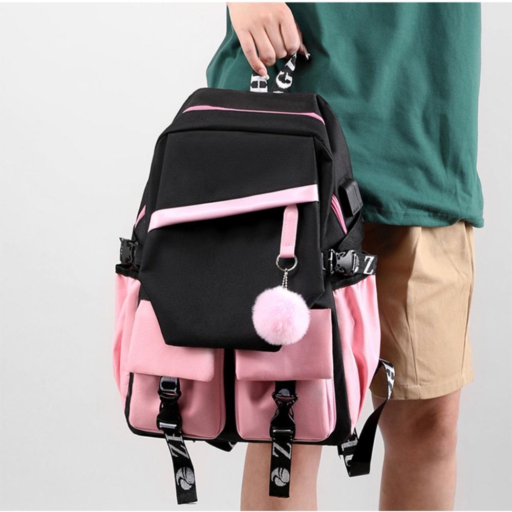 Cute Labu Printed Student School Bag Three-piece Student Large Capacity Backpack