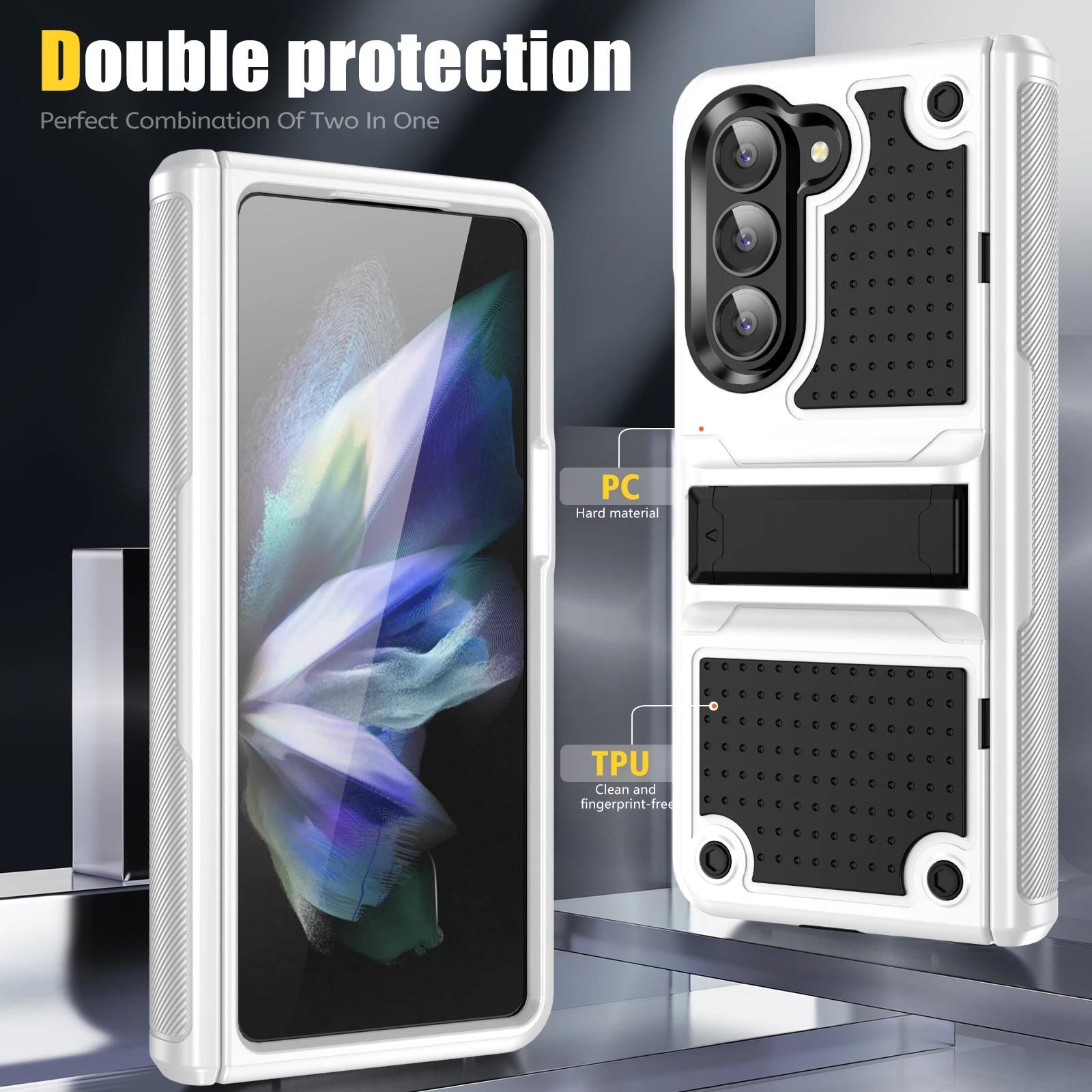 

Для Samsung Z Fold 5 5G Подставка для мобильного телефона Чехол на петлях для Samsung Galaxy Z Fold 5 Fold5 Удобный защитный чехол white and black