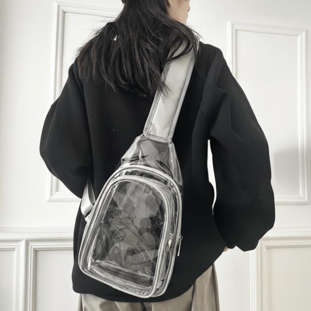 Large Size PVC Chest Bag Trendy Clear Sling Bag Travel Water-Sprinkling Festival Bag  Beach