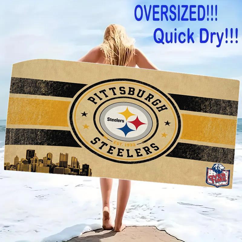 Pittsburgh Steelers Print Beach Towel, Large Soft Quick Dry Towel for Beach Camping Swimming