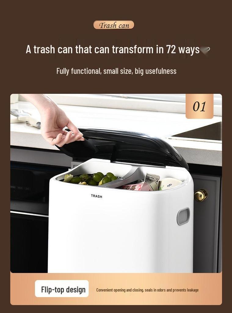 Premium Kitchen Trash Can with Lid, Pedal, and Waste Sorting